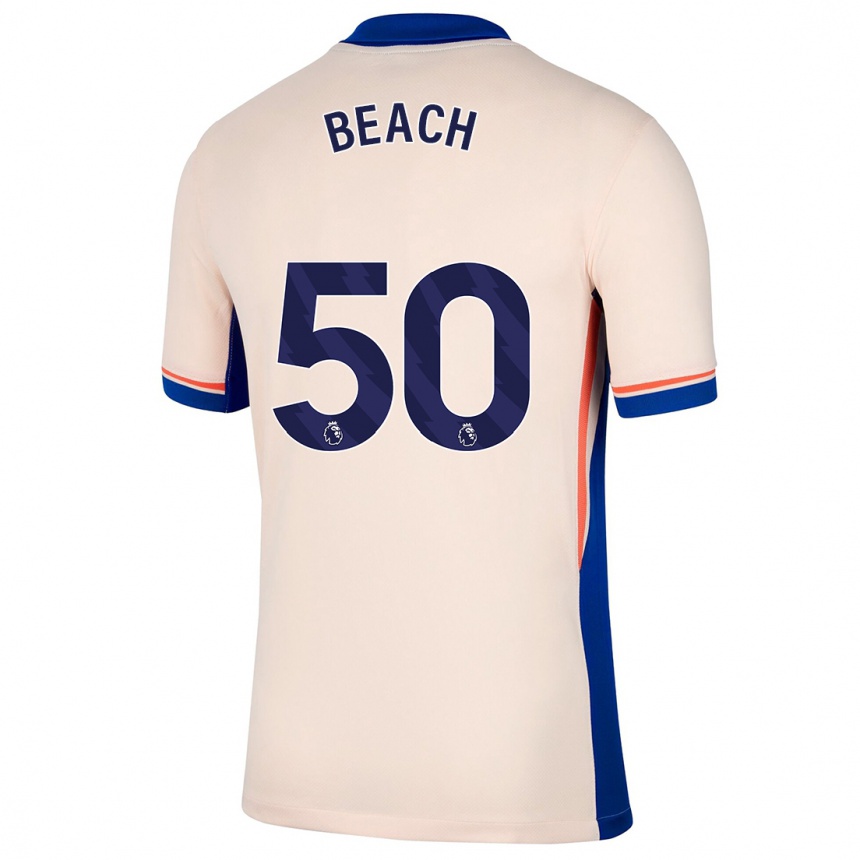 Enfant Football Maillot Eddie Beach #50 Beige Clair Tenues Extérieur 2024/25