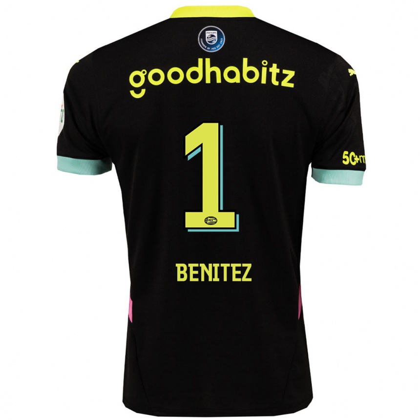 Enfant Football Maillot Walter Benítez #1 Noir Jaune Tenues Extérieur 2024/25