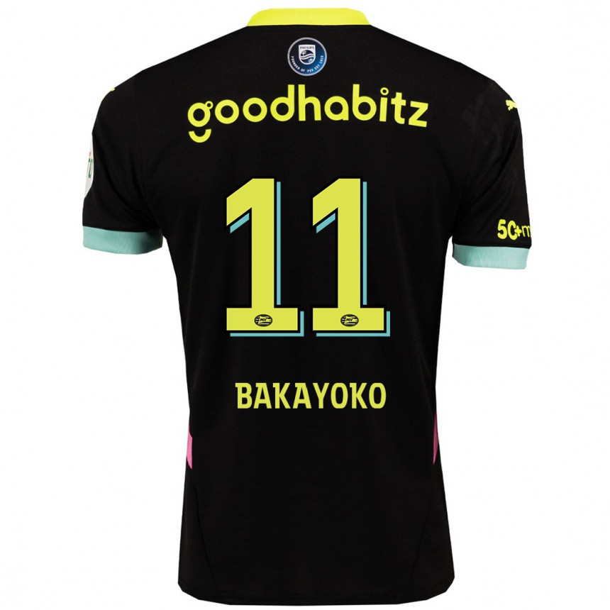 Enfant Football Maillot Johan Bakayoko #11 Noir Jaune Tenues Extérieur 2024/25