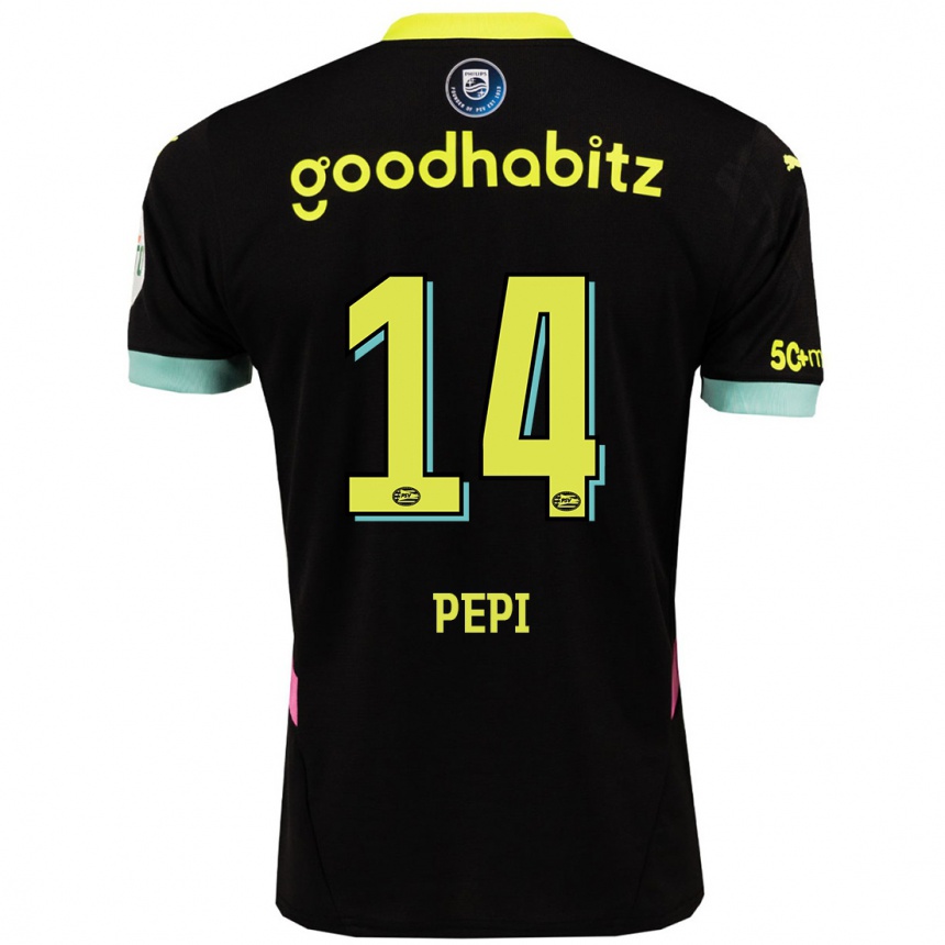 Enfant Football Maillot Ricardo Pepi #14 Noir Jaune Tenues Extérieur 2024/25