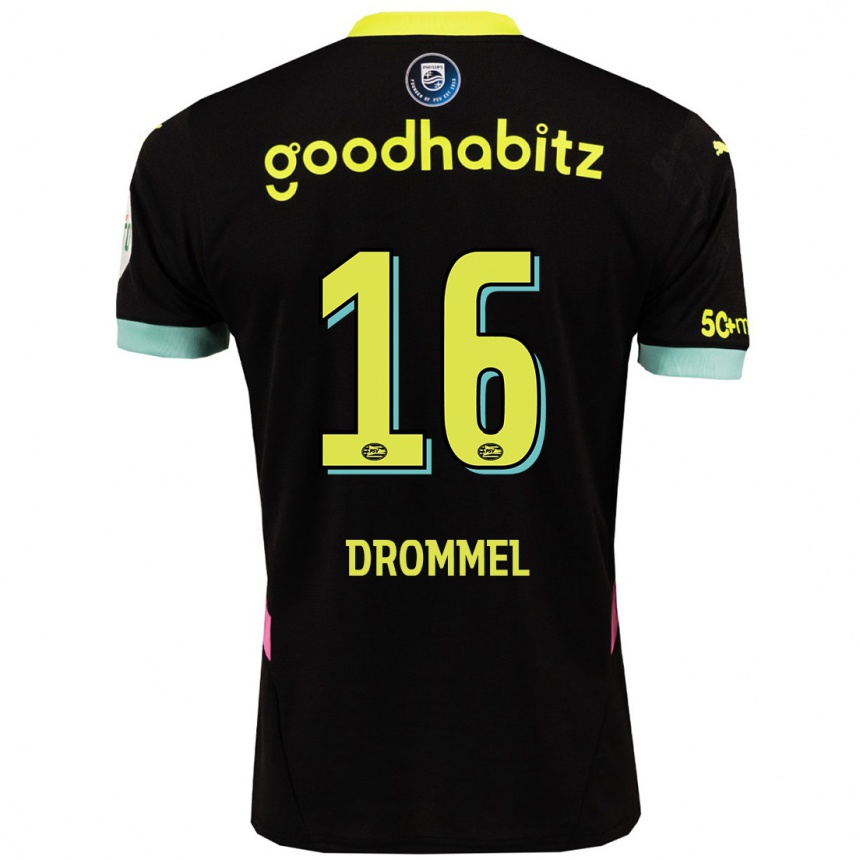 Enfant Football Maillot Joël Drommel #16 Noir Jaune Tenues Extérieur 2024/25