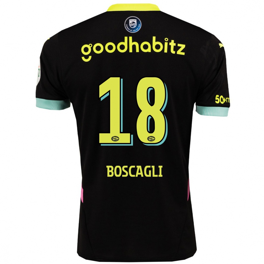 Enfant Football Maillot Olivier Boscagli #18 Noir Jaune Tenues Extérieur 2024/25