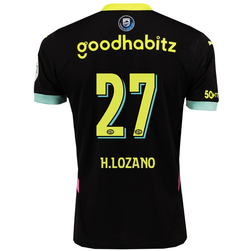 Enfant Football Maillot Hirving Lozano #27 Noir Jaune Tenues Extérieur 2024/25