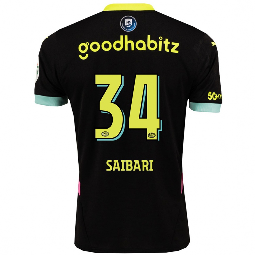 Enfant Football Maillot Ismael Saibari #34 Noir Jaune Tenues Extérieur 2024/25