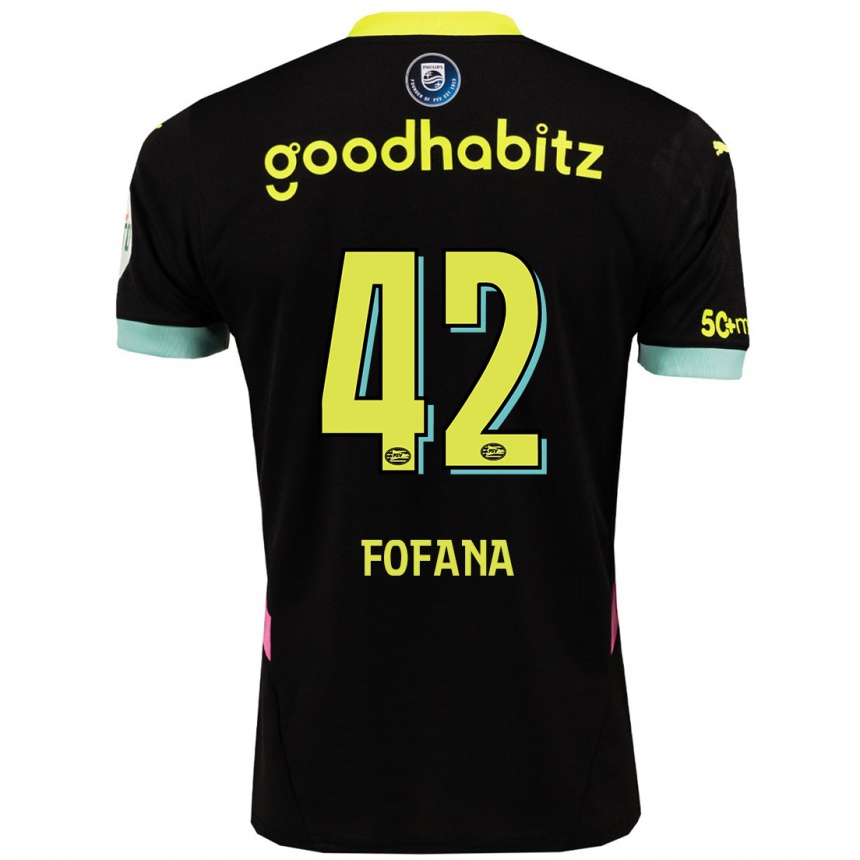 Enfant Football Maillot Fode Fofana #42 Noir Jaune Tenues Extérieur 2024/25