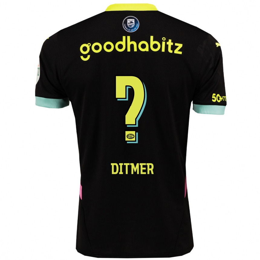 Enfant Football Maillot Sébas Ditmer #0 Noir Jaune Tenues Extérieur 2024/25