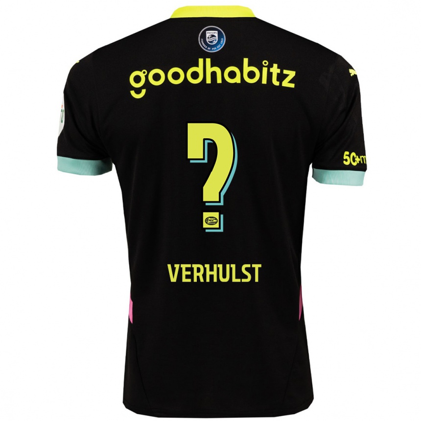 Enfant Football Maillot Gino Verhulst #0 Noir Jaune Tenues Extérieur 2024/25