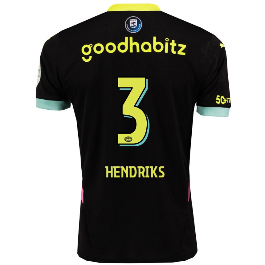 Enfant Football Maillot Gwyneth Hendriks #3 Noir Jaune Tenues Extérieur 2024/25