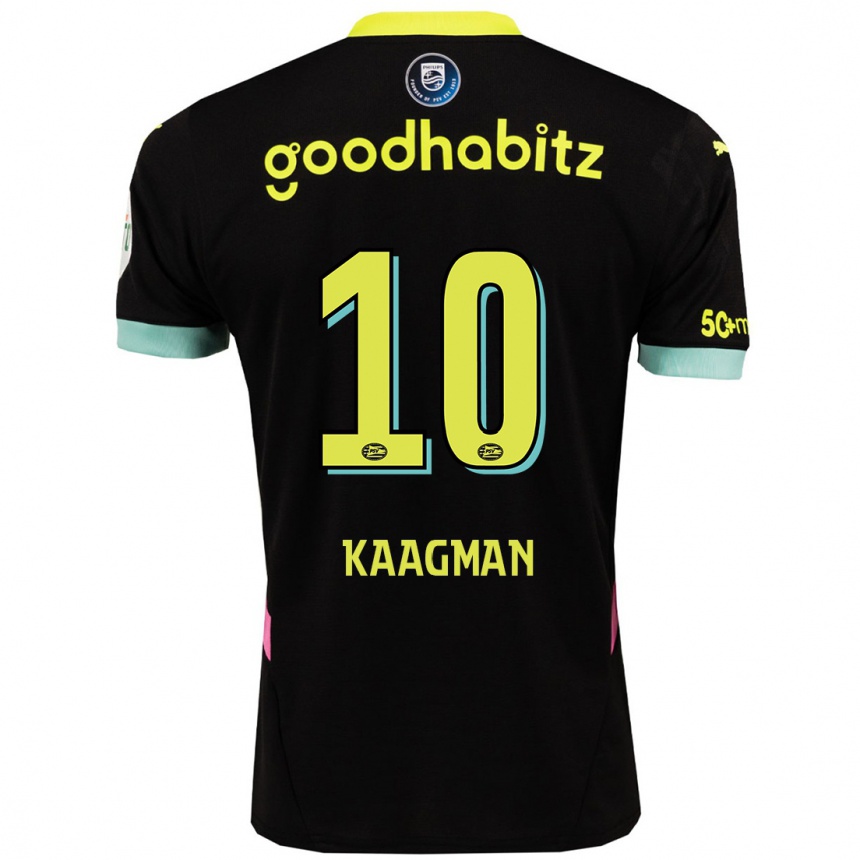 Enfant Football Maillot Inessa Kaagman #10 Noir Jaune Tenues Extérieur 2024/25