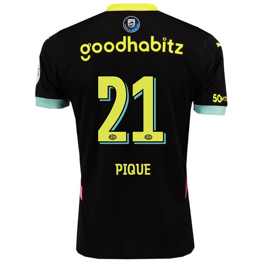 Enfant Football Maillot Naomi Piqué #21 Noir Jaune Tenues Extérieur 2024/25