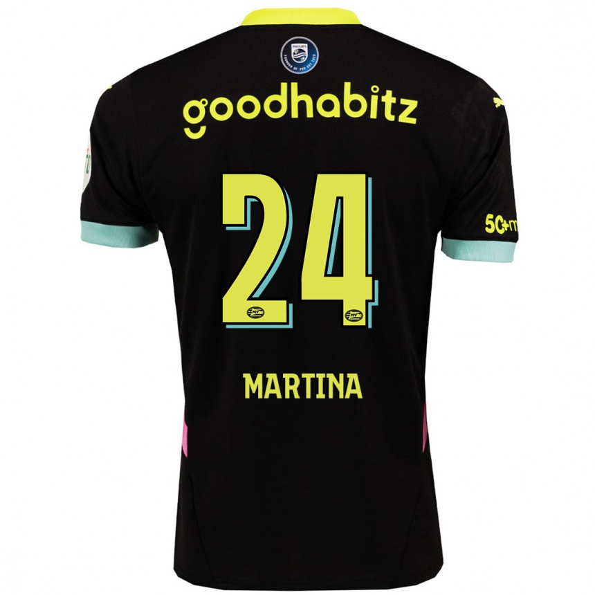 Enfant Football Maillot Shijona Martina #24 Noir Jaune Tenues Extérieur 2024/25