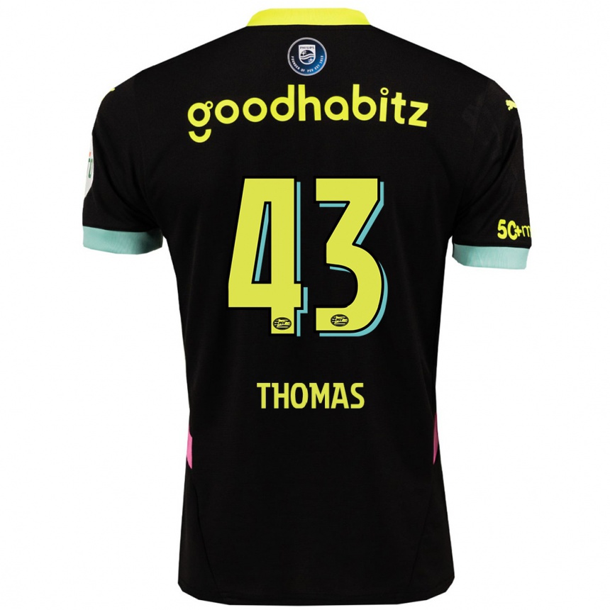 Enfant Football Maillot Kealyn Thomas #43 Noir Jaune Tenues Extérieur 2024/25