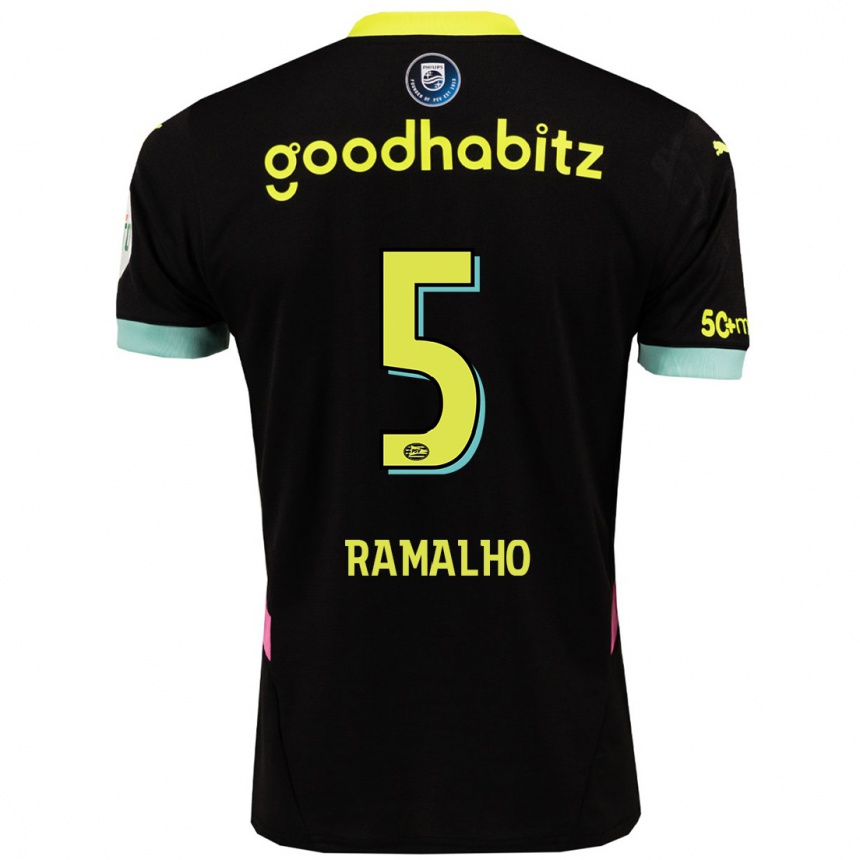 Enfant Football Maillot André Ramalho #5 Noir Jaune Tenues Extérieur 2024/25