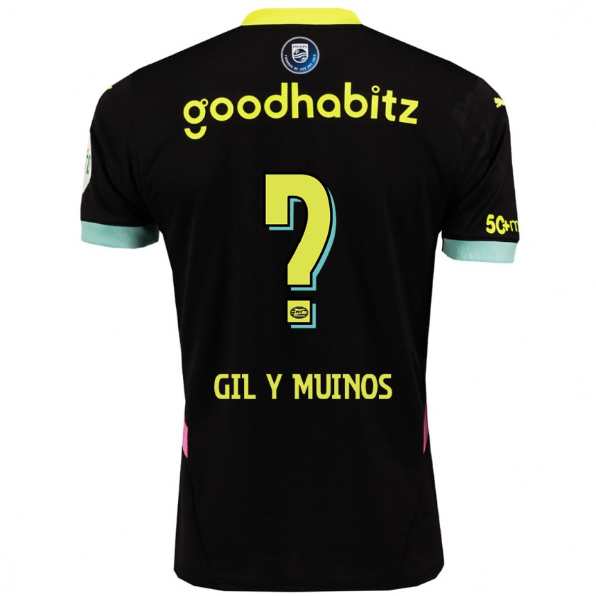 Enfant Football Maillot Yaël Gil Y Muiños #0 Noir Jaune Tenues Extérieur 2024/25