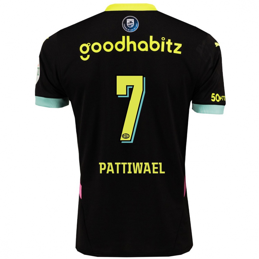 Enfant Football Maillot Naomi Pattiwael #7 Noir Jaune Tenues Extérieur 2024/25