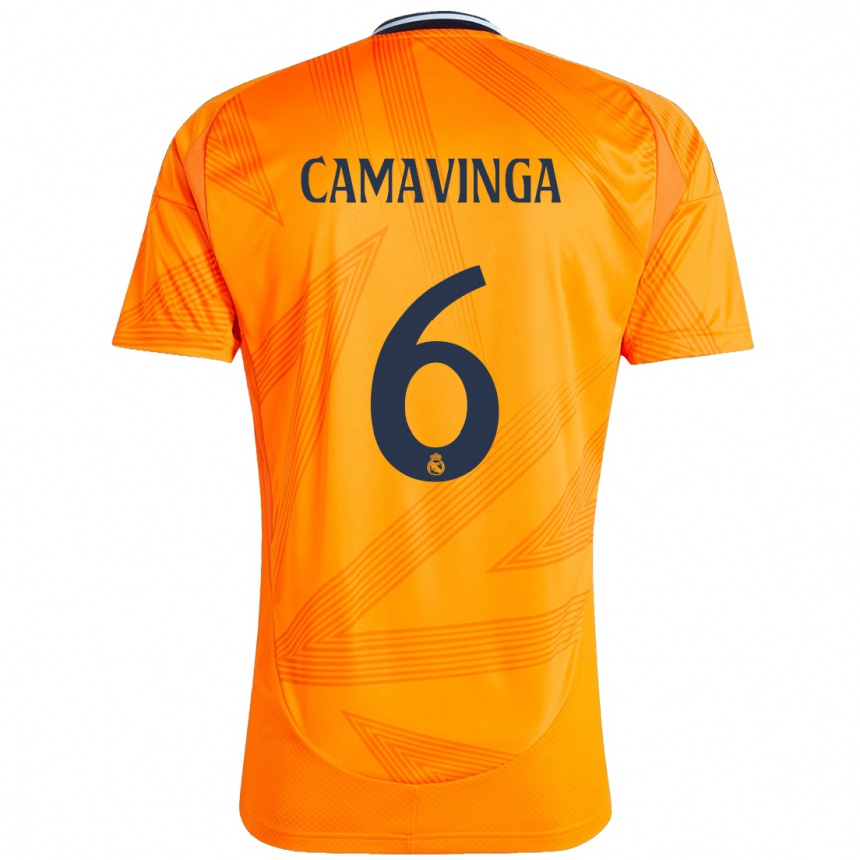 Enfant Football Maillot Eduardo Camavinga #6 Orange Tenues Extérieur 2024/25