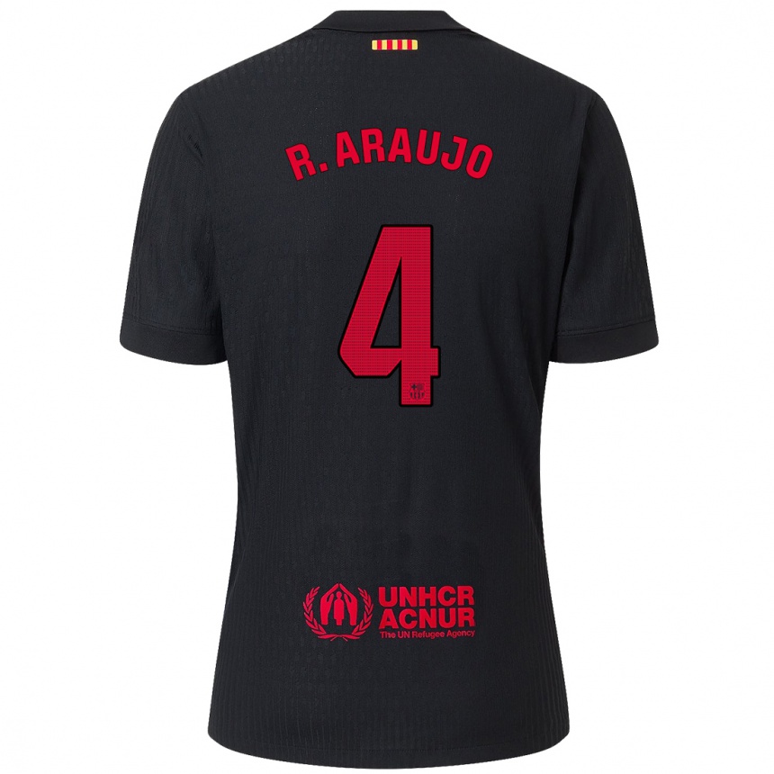 Enfant Football Maillot Ronald Araujo #4 Noir Rouge Tenues Extérieur 2024/25