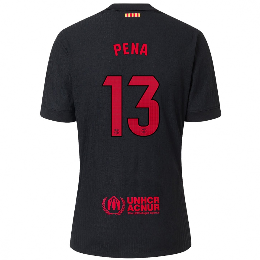 Enfant Football Maillot Inaki Pena #13 Noir Rouge Tenues Extérieur 2024/25