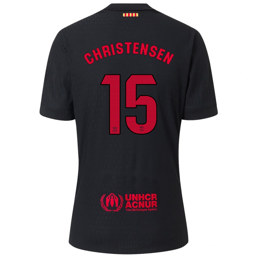 Enfant Football Maillot Andreas Christensen #15 Noir Rouge Tenues Extérieur 2024/25