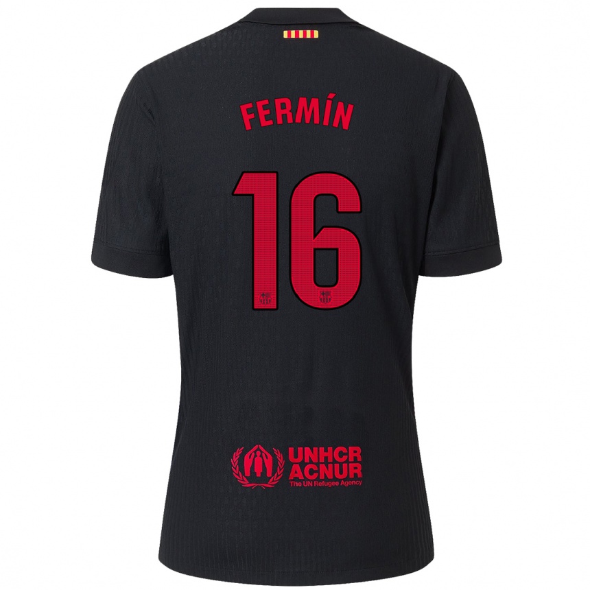 Enfant Football Maillot Fermin Lopez #16 Noir Rouge Tenues Extérieur 2024/25