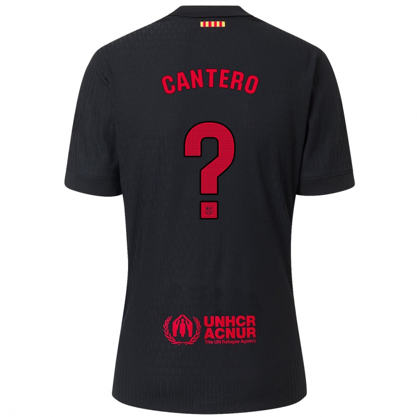 Enfant Football Maillot Rubén Cantero #0 Noir Rouge Tenues Extérieur 2024/25