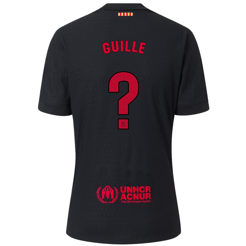 Enfant Football Maillot Guille Fernández #0 Noir Rouge Tenues Extérieur 2024/25