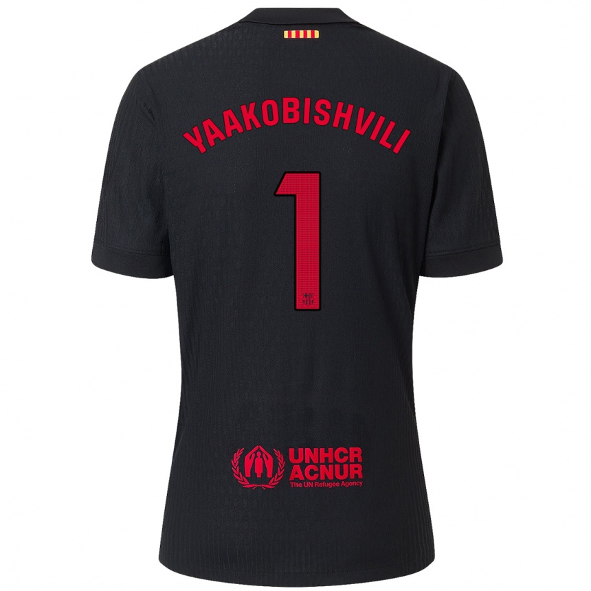 Enfant Football Maillot Áron Yaakobishvili #1 Noir Rouge Tenues Extérieur 2024/25