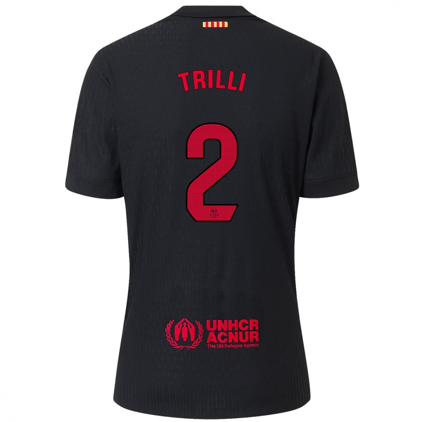 Enfant Football Maillot Trilli #2 Noir Rouge Tenues Extérieur 2024/25