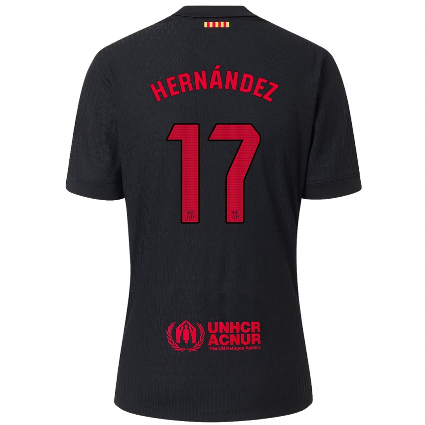 Enfant Football Maillot Juan Hernández #17 Noir Rouge Tenues Extérieur 2024/25