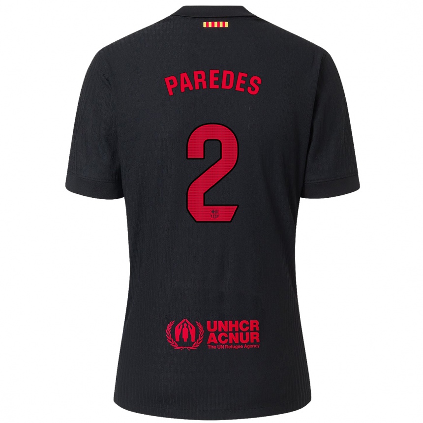 Enfant Football Maillot Irene Paredes #2 Noir Rouge Tenues Extérieur 2024/25