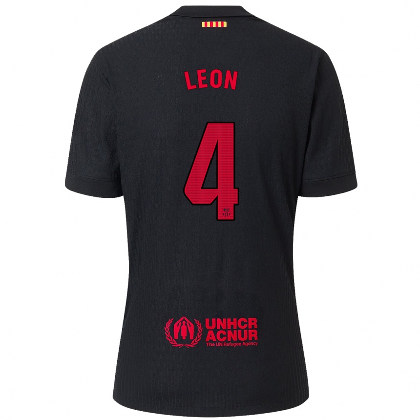 Enfant Football Maillot Maria Pilar Leon #4 Noir Rouge Tenues Extérieur 2024/25