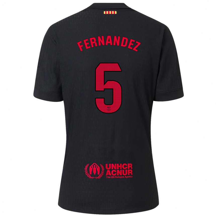 Enfant Football Maillot Jana Fernández #5 Noir Rouge Tenues Extérieur 2024/25