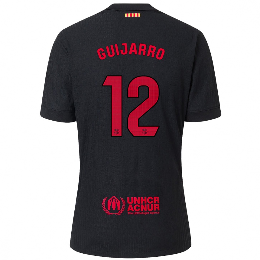 Enfant Football Maillot Patricia Guijarro #12 Noir Rouge Tenues Extérieur 2024/25