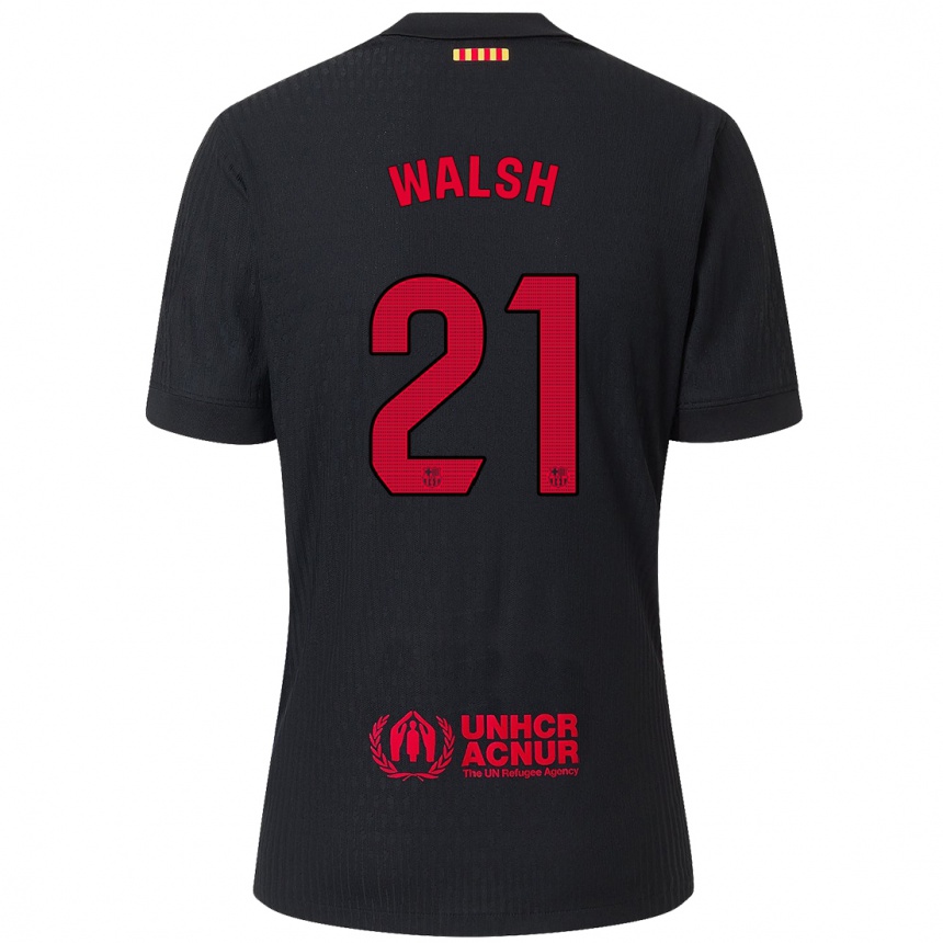 Enfant Football Maillot Keira Walsh #21 Noir Rouge Tenues Extérieur 2024/25