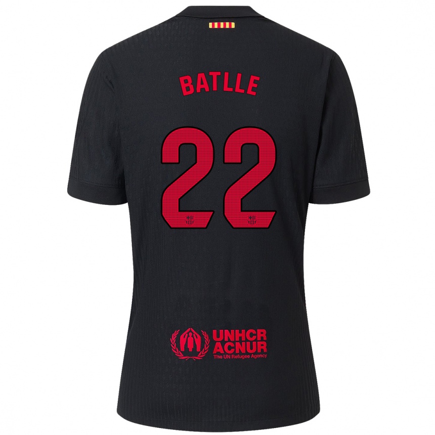 Enfant Football Maillot Ona Batlle #22 Noir Rouge Tenues Extérieur 2024/25