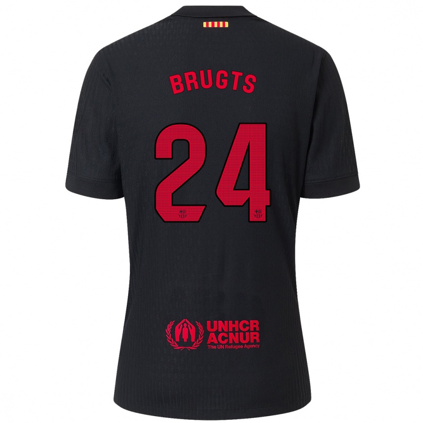 Enfant Football Maillot Esmee Brugts #24 Noir Rouge Tenues Extérieur 2024/25