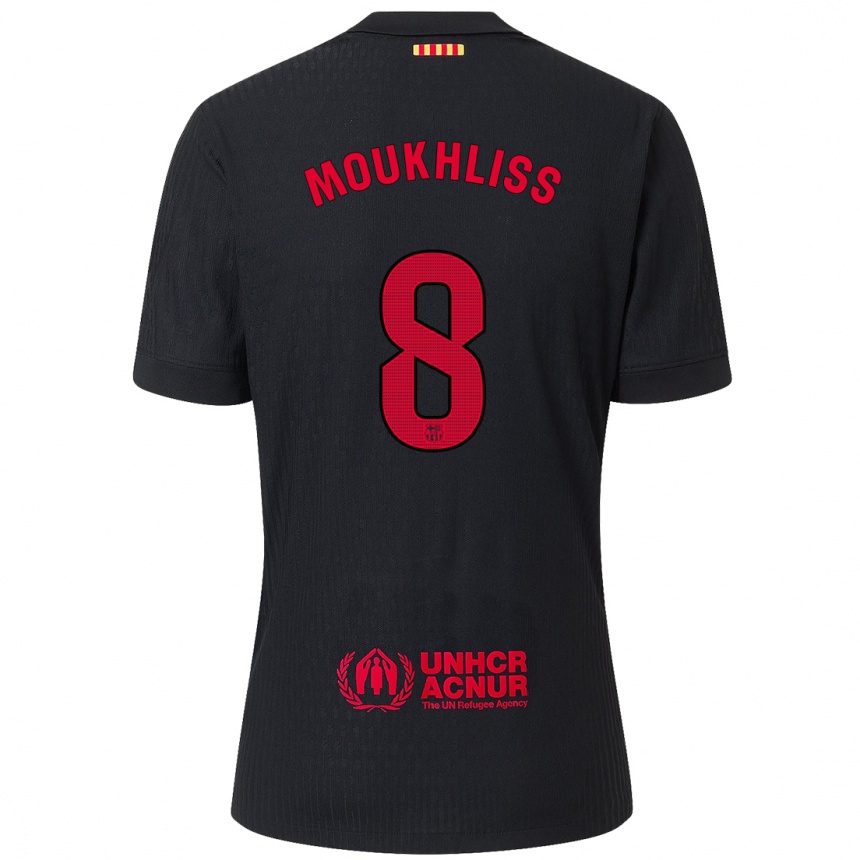 Enfant Football Maillot Moha Moukhliss #8 Noir Rouge Tenues Extérieur 2024/25