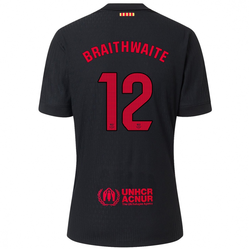 Enfant Football Maillot Martin Braithwaite #12 Noir Rouge Tenues Extérieur 2024/25