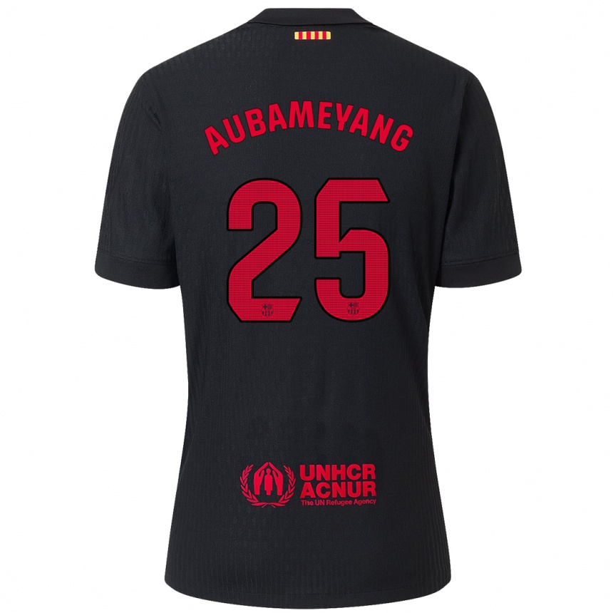 Enfant Football Maillot Pierre Emerick Aubameyang #25 Noir Rouge Tenues Extérieur 2024/25