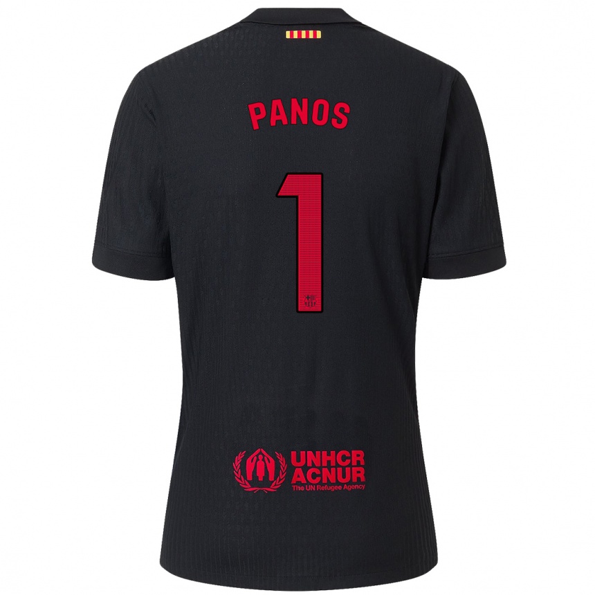 Enfant Football Maillot Sandra Panos #1 Noir Rouge Tenues Extérieur 2024/25