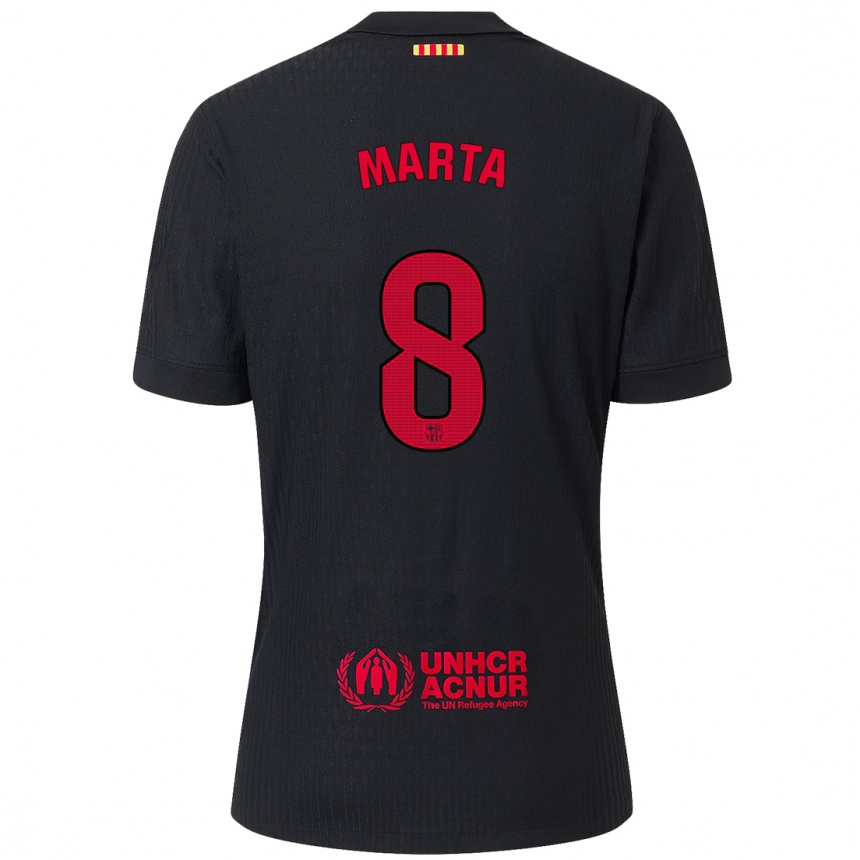 Enfant Football Maillot Marta Torrejon #8 Noir Rouge Tenues Extérieur 2024/25