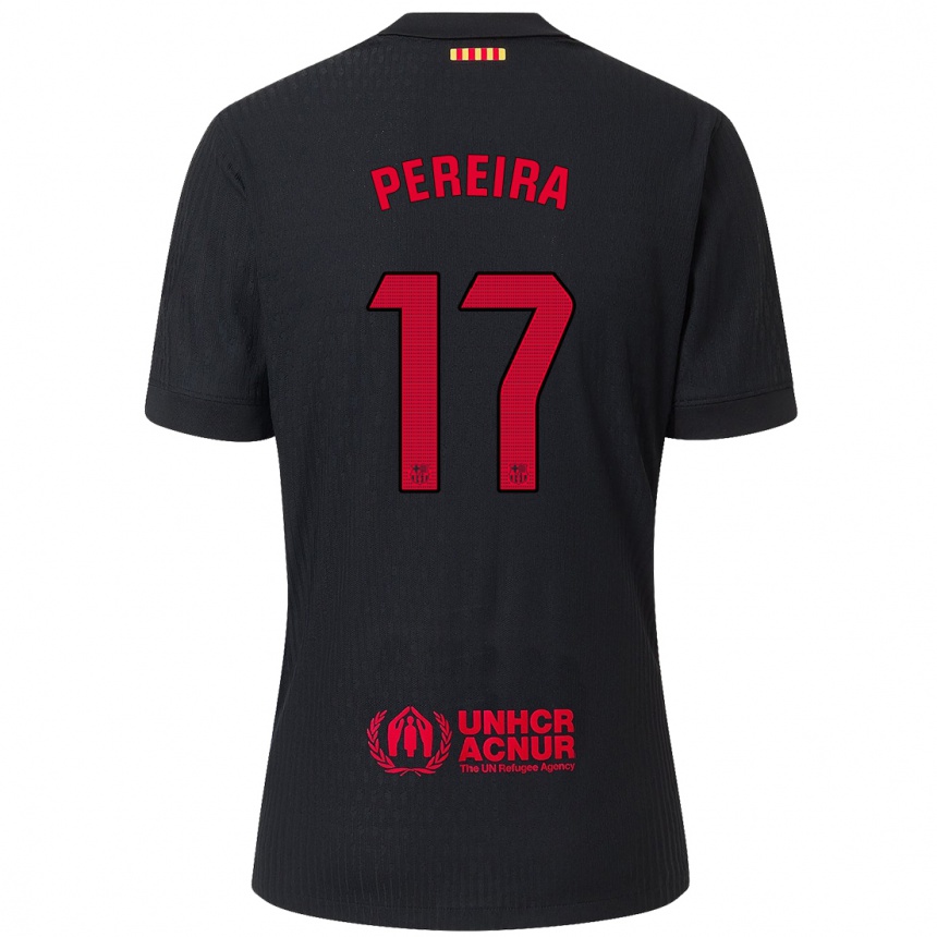 Enfant Football Maillot Andrea Pereira #17 Noir Rouge Tenues Extérieur 2024/25