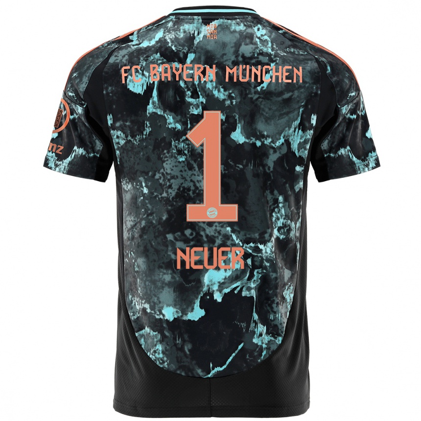 Enfant Football Maillot Manuel Neuer #1 Noir Tenues Extérieur 2024/25