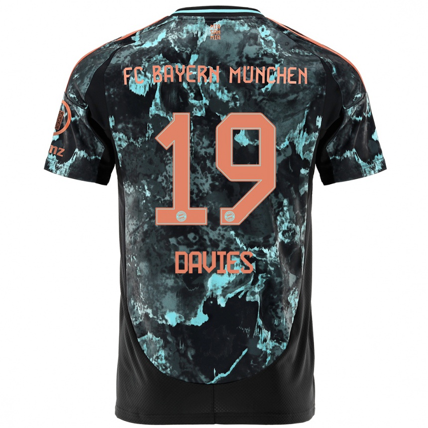 Enfant Football Maillot Alphonso Davies #19 Noir Tenues Extérieur 2024/25