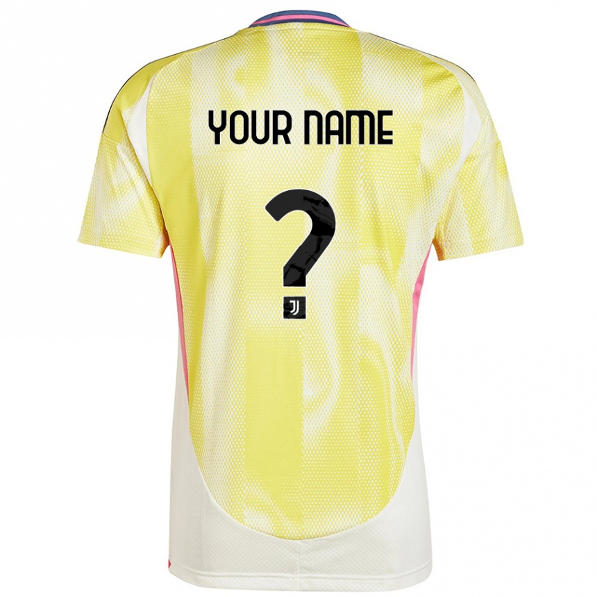 Enfant Football Maillot Votre Nom #0 Jaune Solaire Tenues Extérieur 2024/25