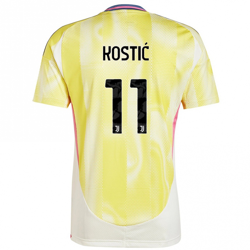 Enfant Football Maillot Filip Kostic #11 Jaune Solaire Tenues Extérieur 2024/25