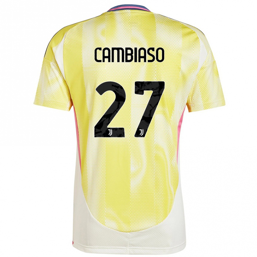 Enfant Football Maillot Andrea Cambiaso #27 Jaune Solaire Tenues Extérieur 2024/25