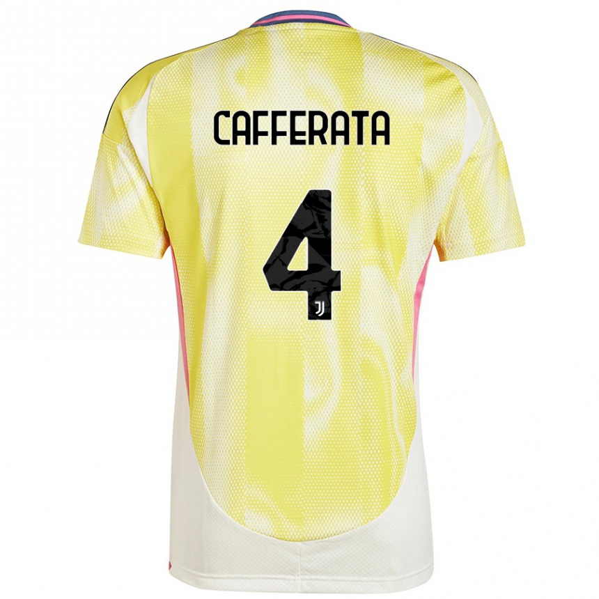 Enfant Football Maillot Federica Cafferata #4 Jaune Solaire Tenues Extérieur 2024/25