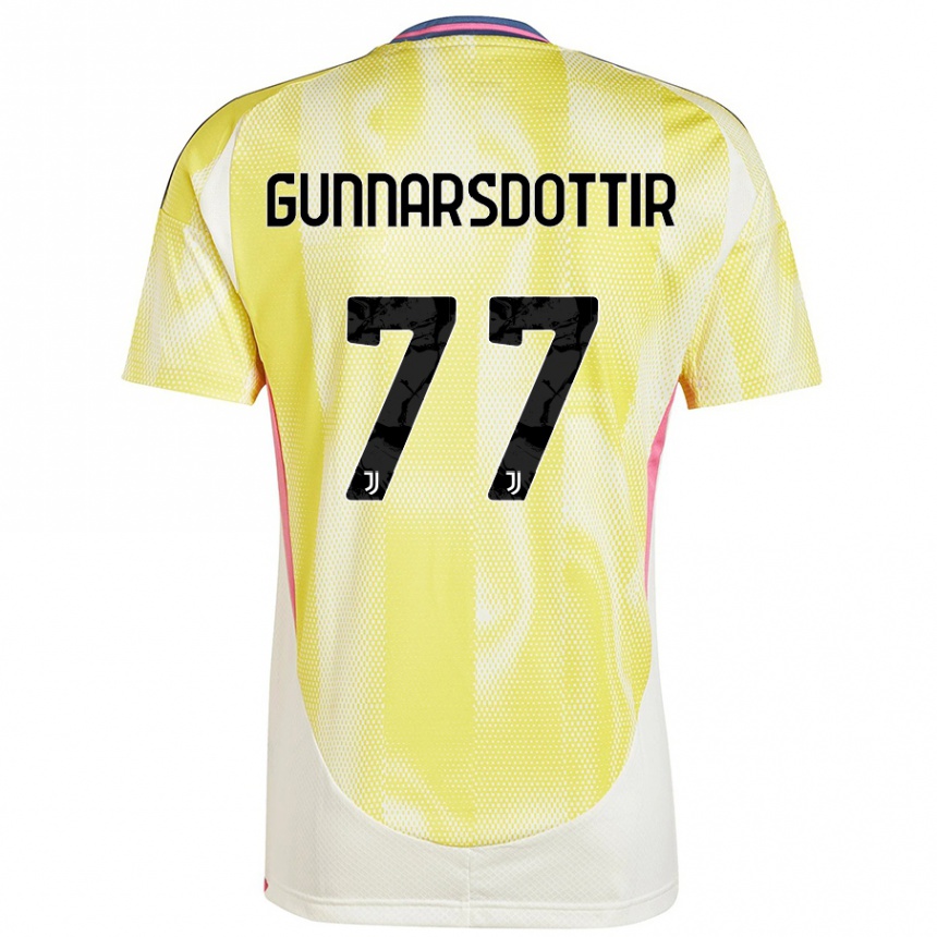 Enfant Football Maillot Sara Bjork Gunnarsdottir #77 Jaune Solaire Tenues Extérieur 2024/25