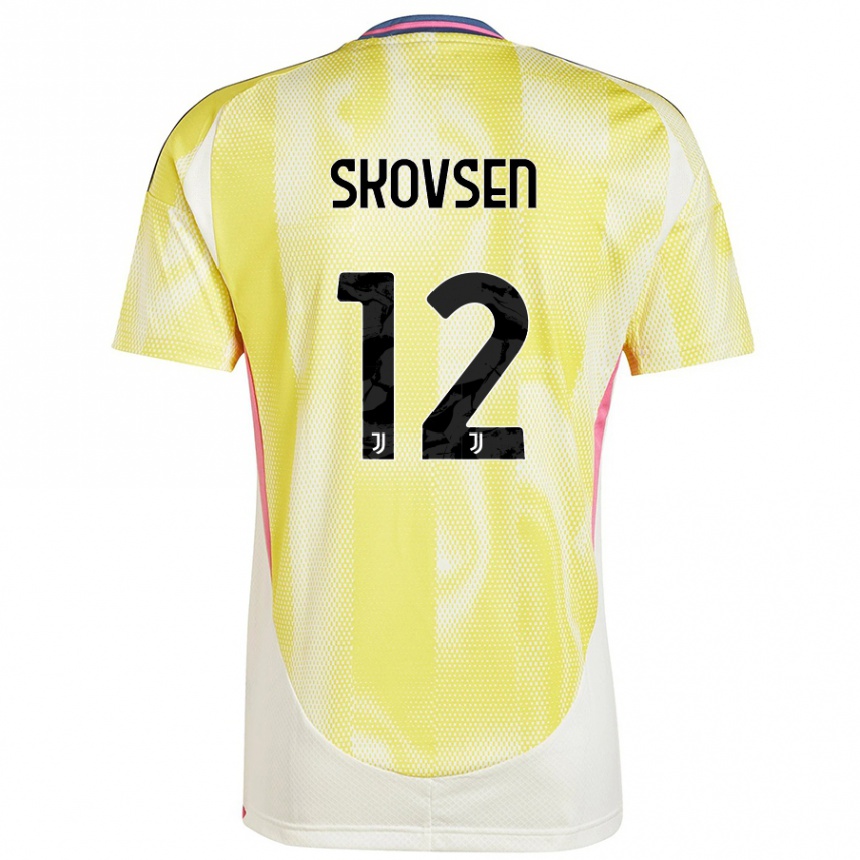 Enfant Football Maillot Matilde Lundorf Skovsen #12 Jaune Solaire Tenues Extérieur 2024/25